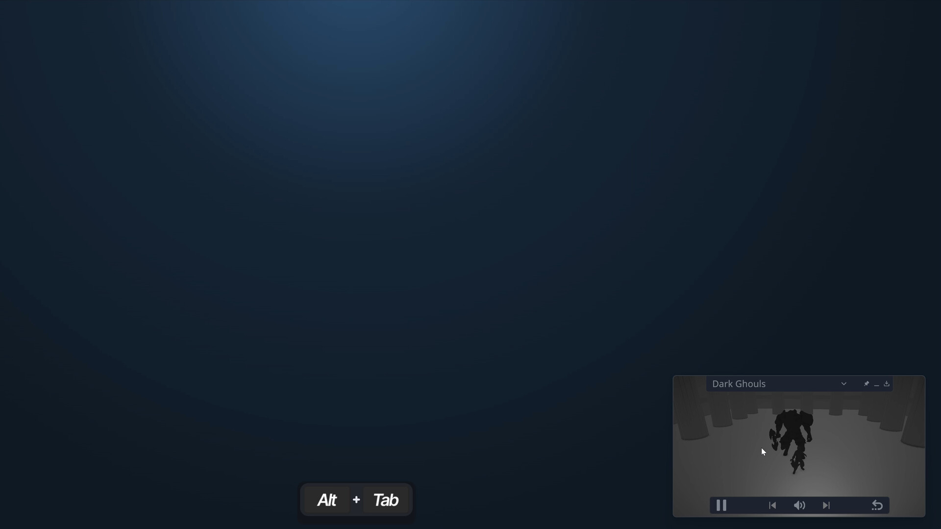 Game in Picture overlay in the corner of the desktop showing a live game view after Alt+Tab.